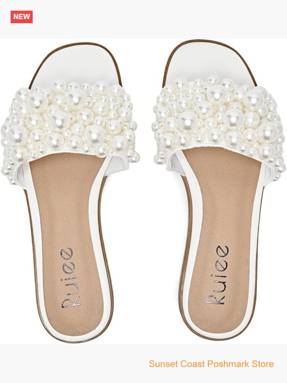 Pearl Decor Braided Strap Slide Sandals Dressy Casual Comfort Slip On